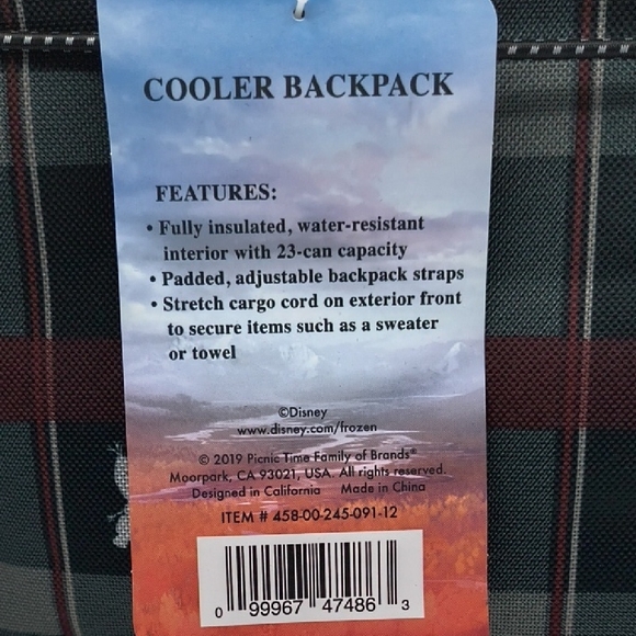 NWT Disney Frozen 2 Picnic Time Black and Gray Cooler Backpack - Picture 2 of 11